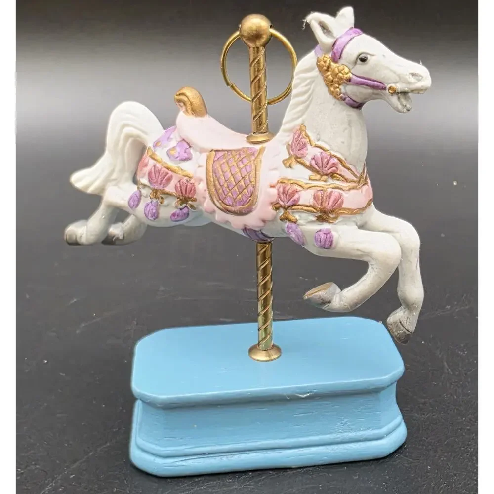 Vintage Handpainted Carousel Horse Figurines Set – Ceramic & Porcelain Pair